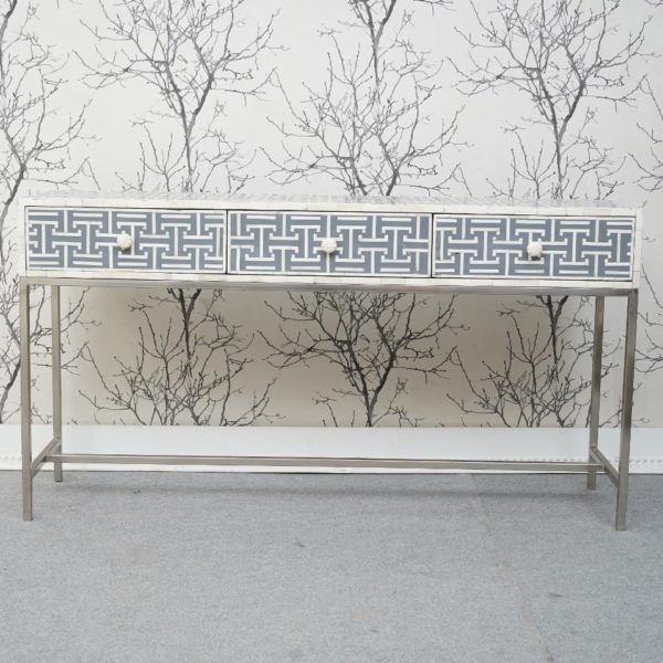 Aegean Bone Inlay 3 Drawer Console Table