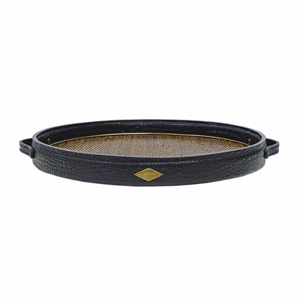 Thomas Hanley Leather & Rattan Tray L