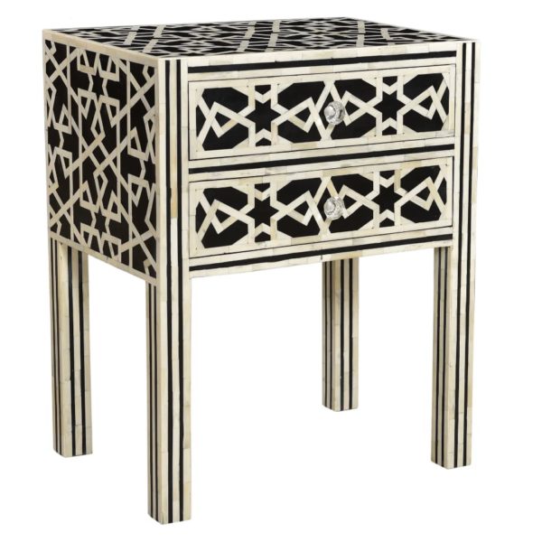 Marrakech Bone Inlay Bedside Table - Image 4