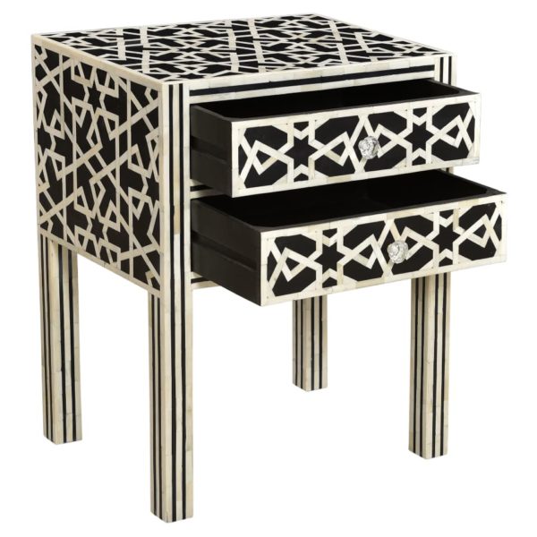 Marrakech Bone Inlay Bedside Table - Image 2