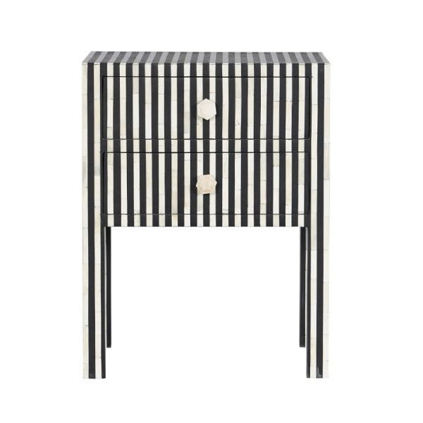 Coco Bone Inlay 2 Drawer Side Table
