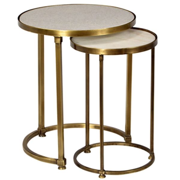Delon set 2 Marble and Brass Side Table