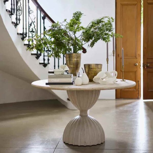 Josephine Travertine Dining Occasional  Table - Image 2