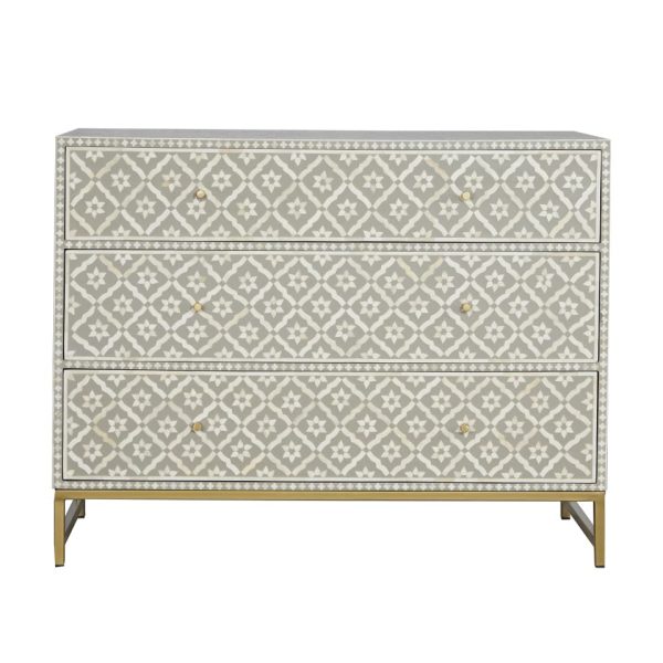 Kalina Bone Inlay Chest of 3 Drawers