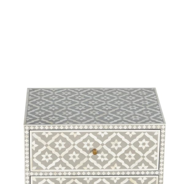 Kalina Bone Inlay 3 Drawer Bedside Table - Image 5