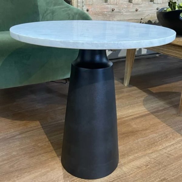 Round Marble Side Table Cone Base