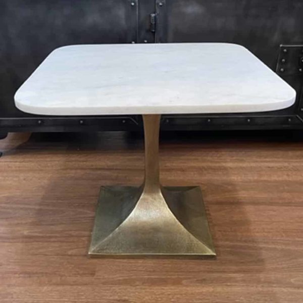 Square Marble Side Table Gold Base