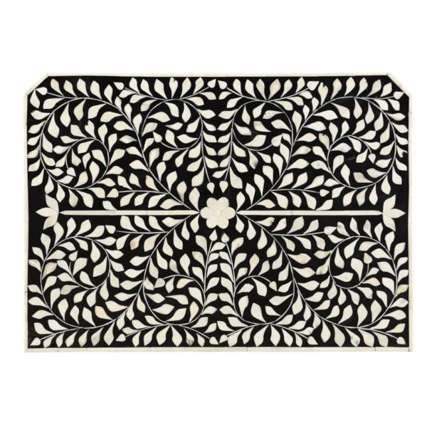 Bone Inlay Florentine 3 Drawer Bedside Table Black Resin - Image 4