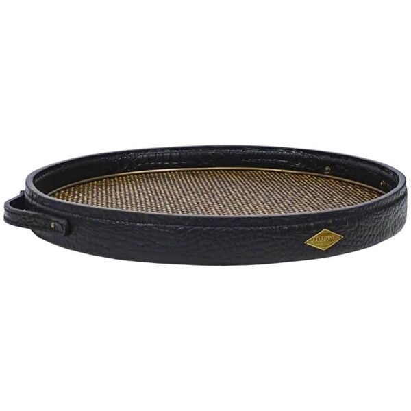 Thomas Hanley Leather & Rattan Tray L - Image 2